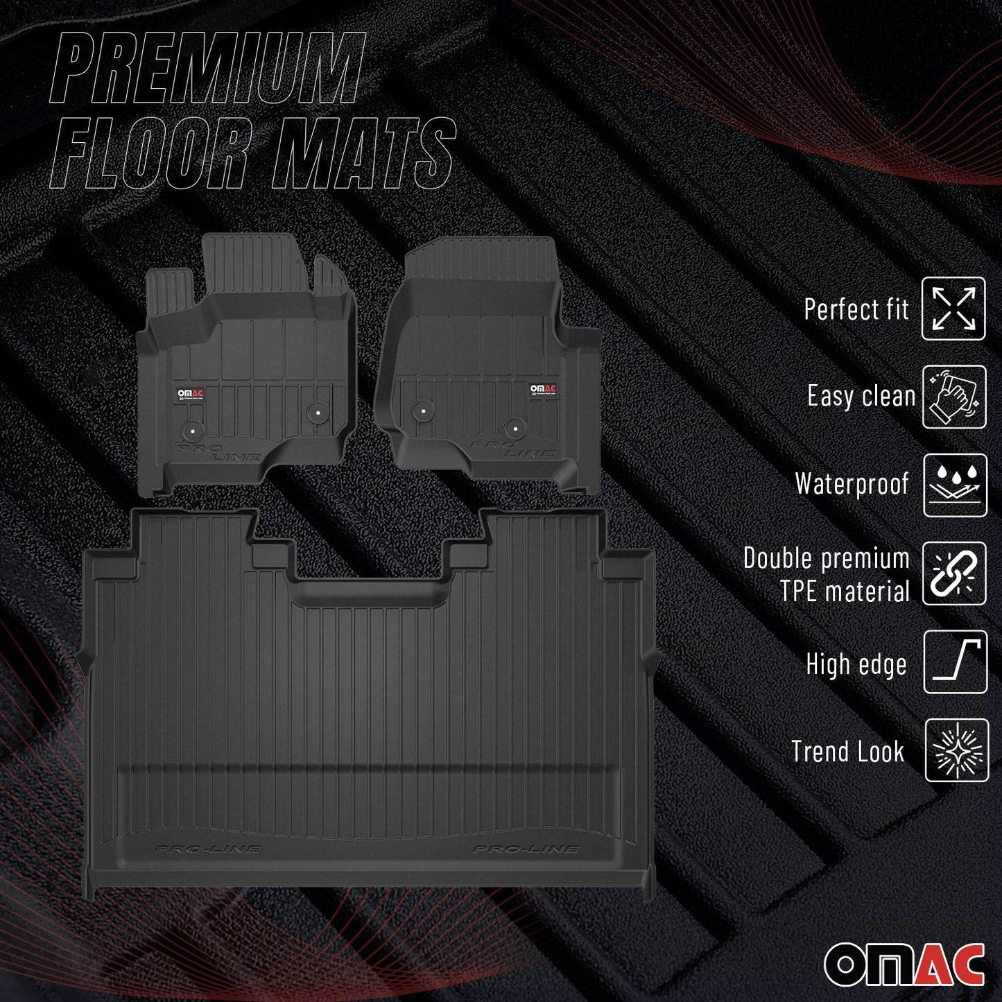 2017-2026 Ford F-250 F-350 F-450 F-550 Super Duty Crew Cab Premium Floor Mats Liners Full Set All Weather Heavy Duty
