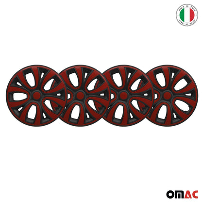 ColorFlex Hub Caps Wheel Cover 15" Black Matt & Red Full Set 4 pcs.