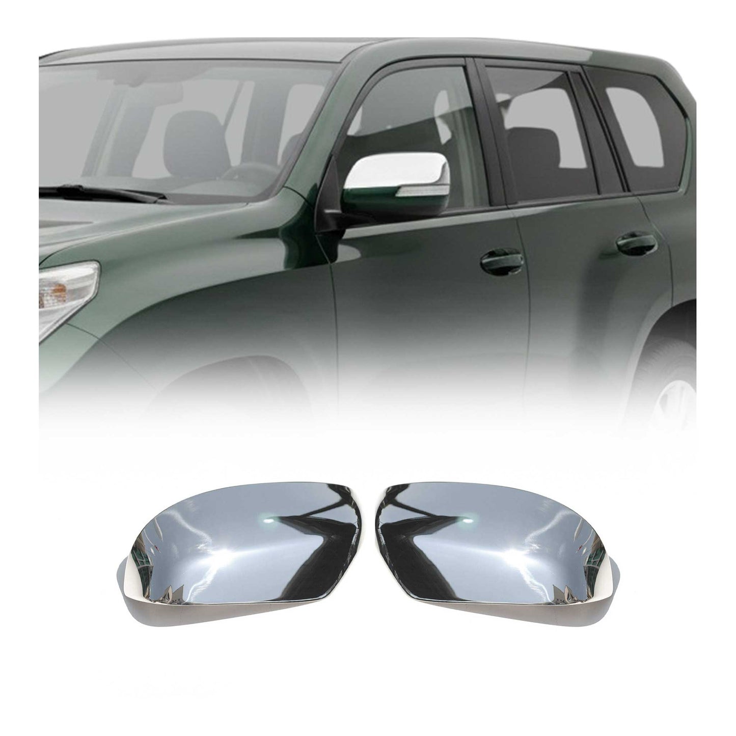2010-2013 Lexus GX 460 Side Mirror Cover Caps Stainless Steel Silver 2 Pcs