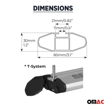 2007-2015 Audi Q7 Roof Rack Cross Bars Silver