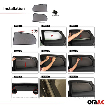 2018-2024 Jaguar E-Pace Side Rear Window Curtain Mesh Black 2Pcs