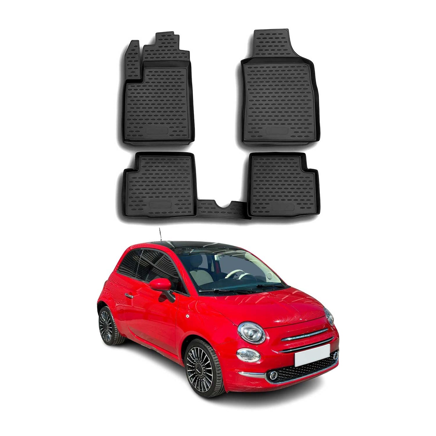 2011-2014 Fiat 500 500C Pre-FL Floor Mats Liners Full Set All Weather Black