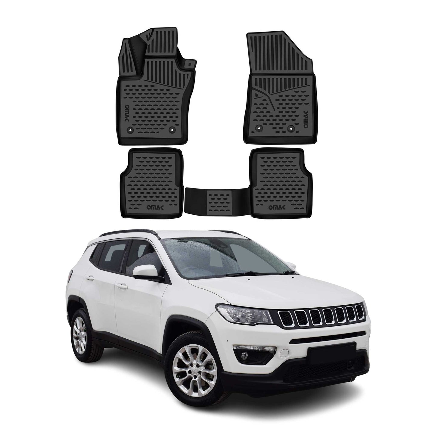2017-2026 Jeep Compass Floor Mats Liners Full Set All Weather Black