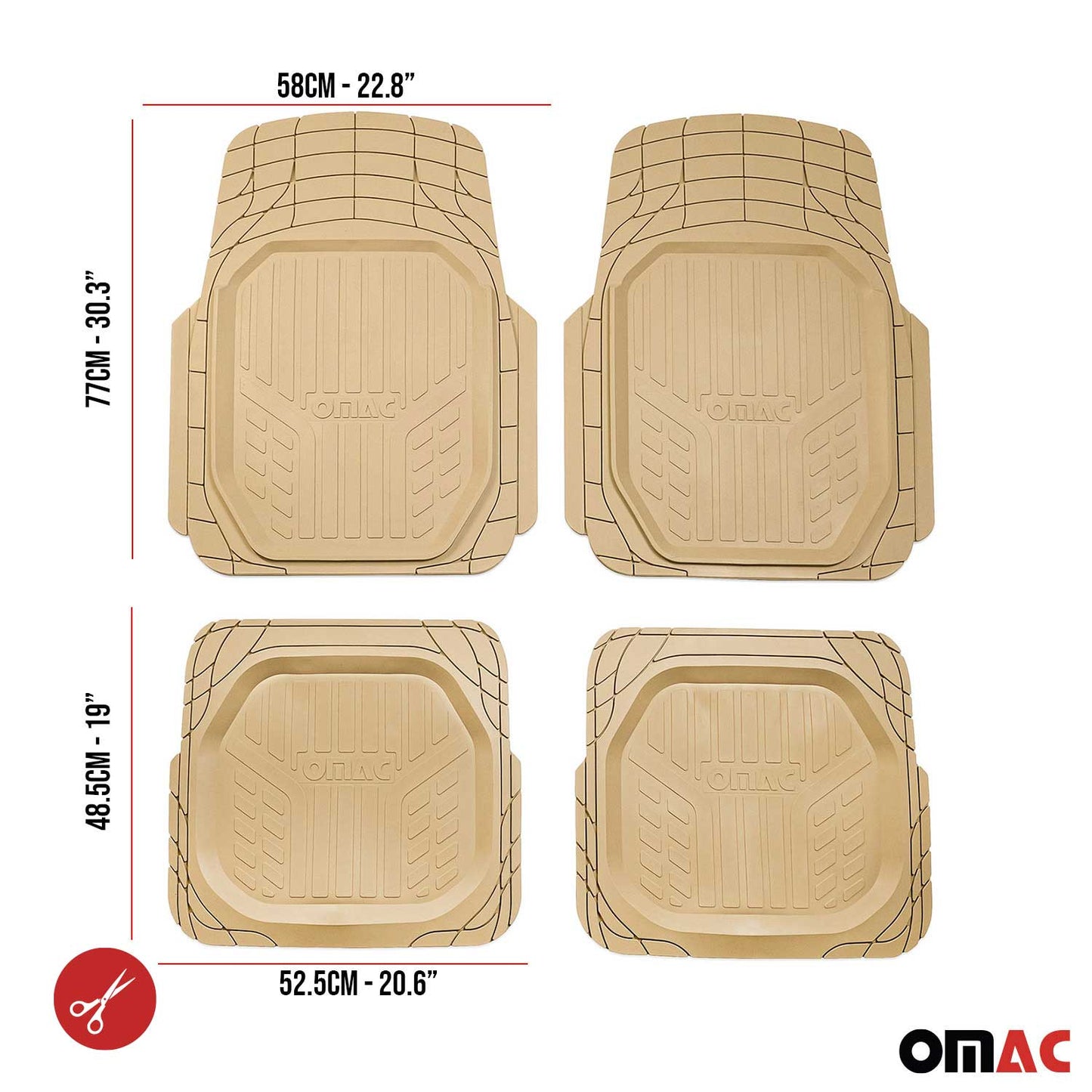 Chrysler Heavy Duty Trim to fit Floor Mats Liner Tan All Weather 4Pcs
