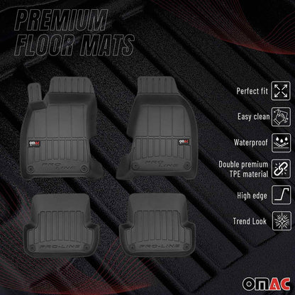 2004-2008 Audi A4 S4 A4 Quattro Sedan Wagon Premium Floor Mats Liners Full Set All Weather Heavy Duty Black