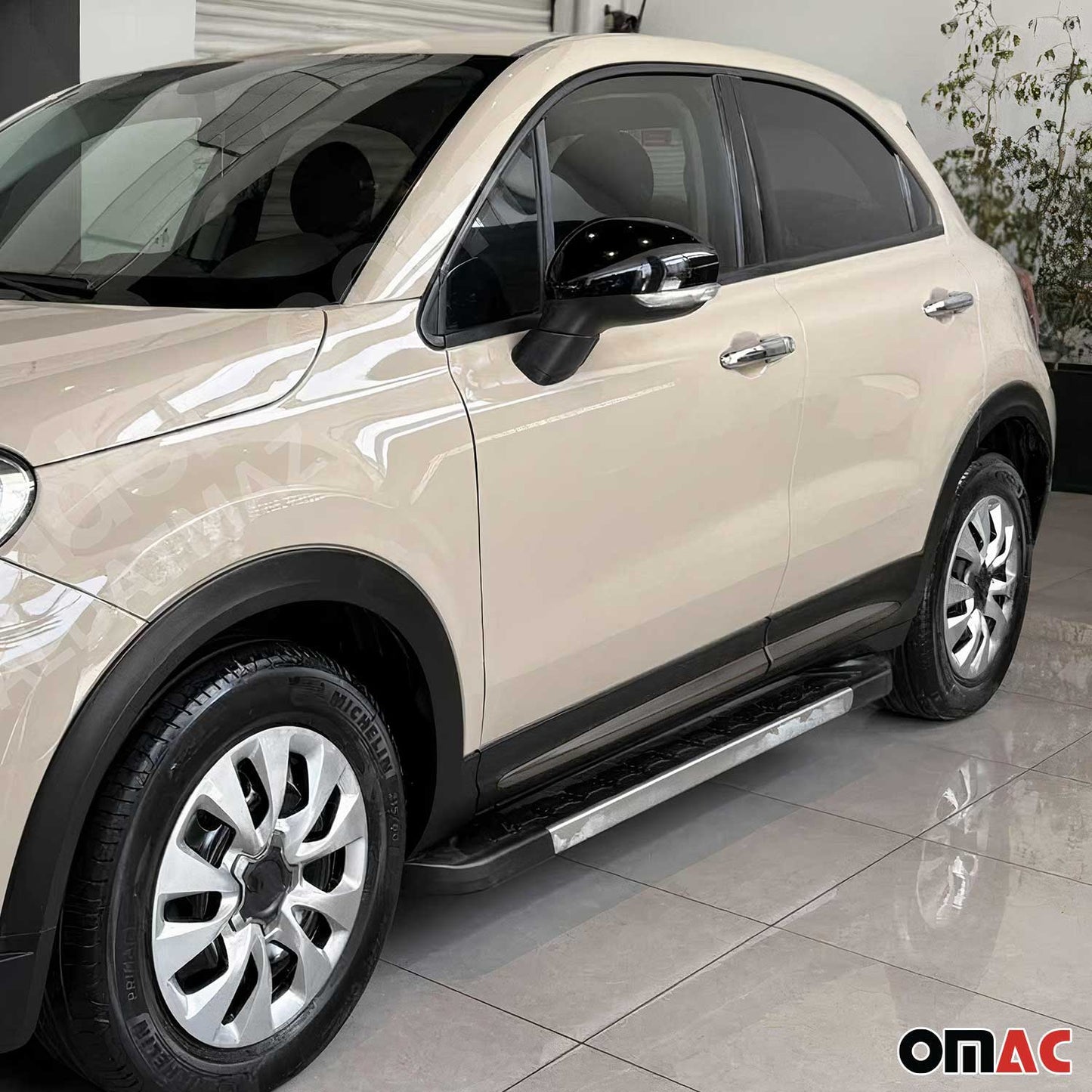2016-2023 Fiat 500X Side Door Molding Trim Skirt Garnish Stainless Steel Dark 4 Pcs