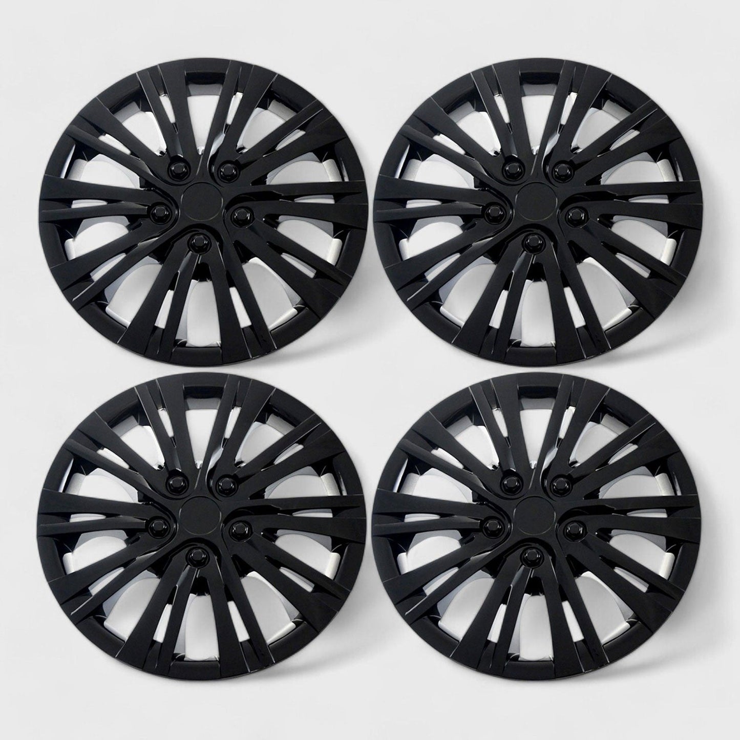 Semi-Universal Wheel Cover Hubcaps Set Gloss Black 4Pcs PP