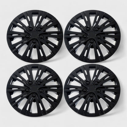 Semi-Universal Wheel Cover Hubcaps Set Gloss Black 4Pcs PP