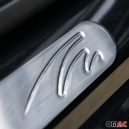 Audi Door Sill Scuff Plate Scratch Protector Stainless Steel Silver Wave 4 Pcs