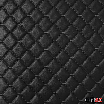 Embossed Black Faux Leather Lining Black Diamond Stitch Car Upholstery 55"x39