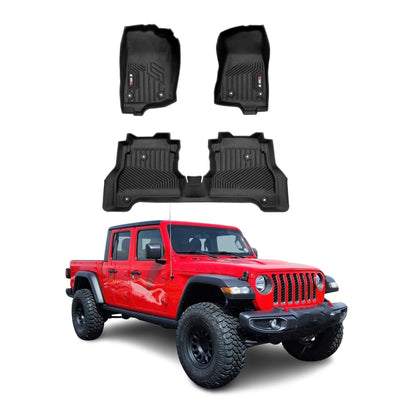 2020-2026 Jeep Gladiator Premium Floor Mats Liners First and Second Row Set Black