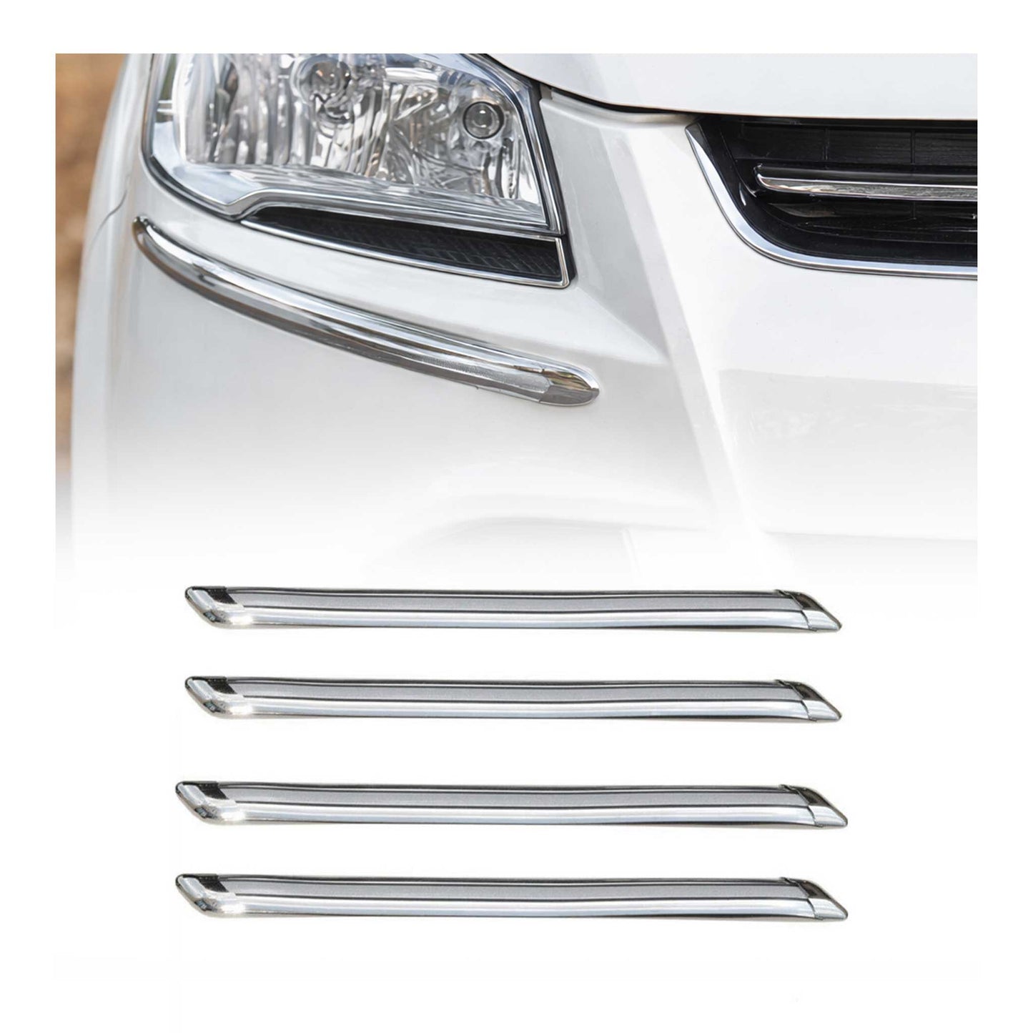 Front Rear Bumper Corner Protector Guard Trim Anti Scratch Silver 4 Pcs