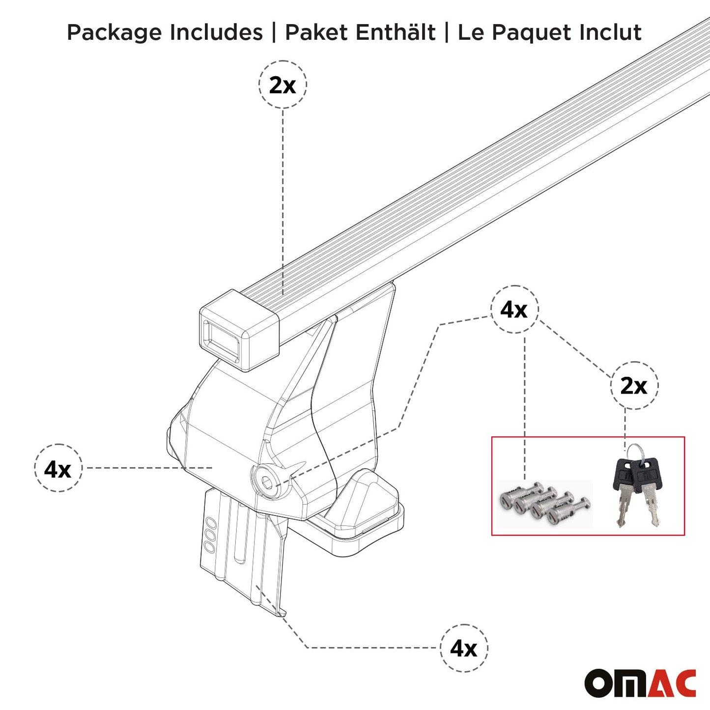 2015-2026 Ford F-150 SuperCab Roof Rack Cross Bars Silver