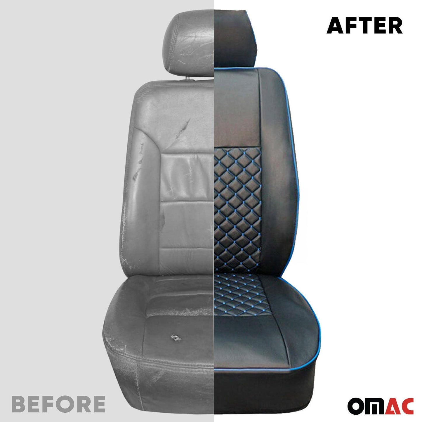 2015-2026 Ford Transit Leather Front Car Seat Covers Protector Black Blue