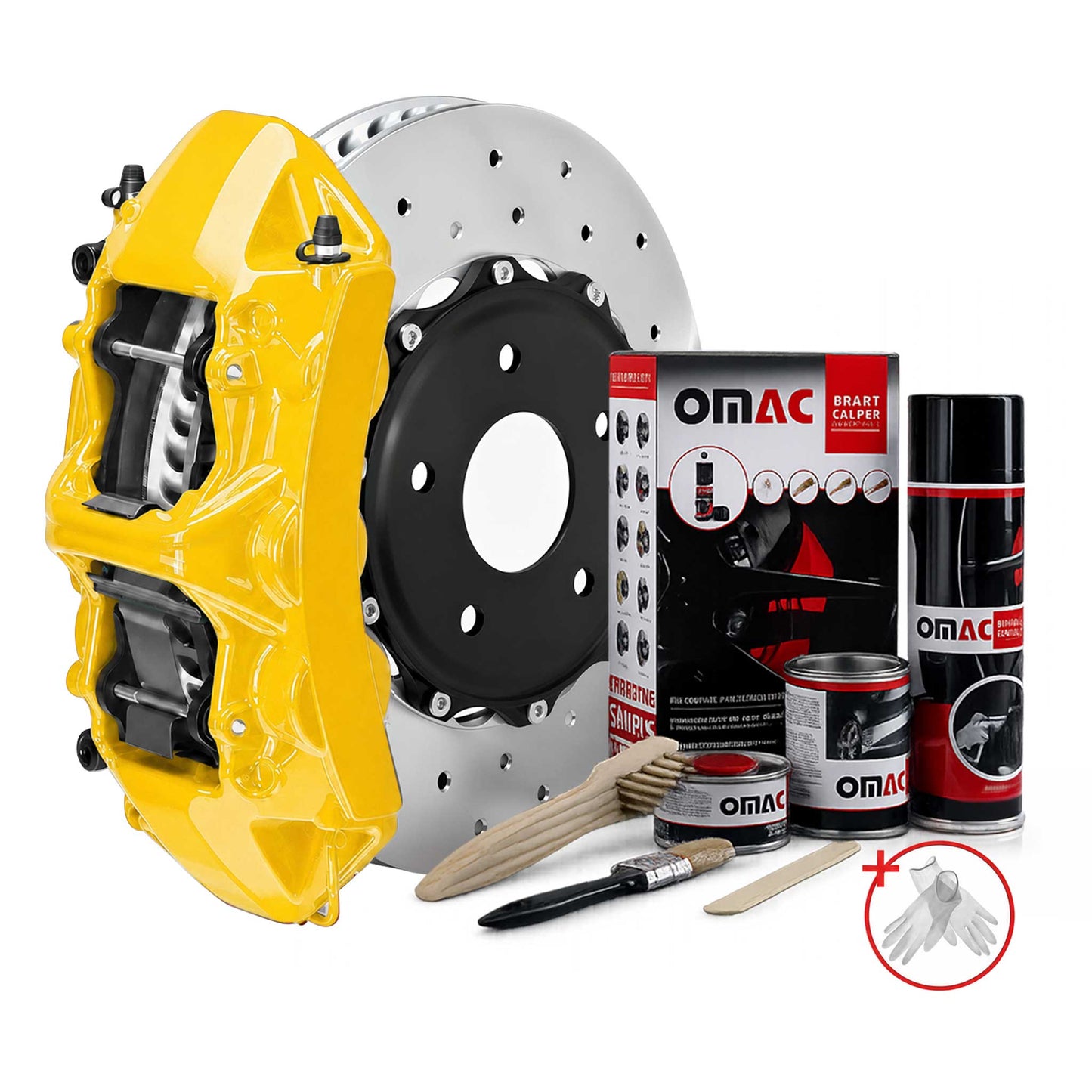 OMAC Brake Caliper Epoxy Based Car Paint Kit California Yellow Glossy High-Temp