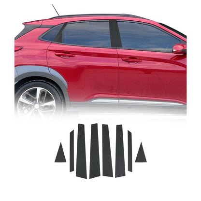 2018-2023 Hyundai Kona Window B Pillar Posts Door Trim Cover Stainless Steel & Foiled