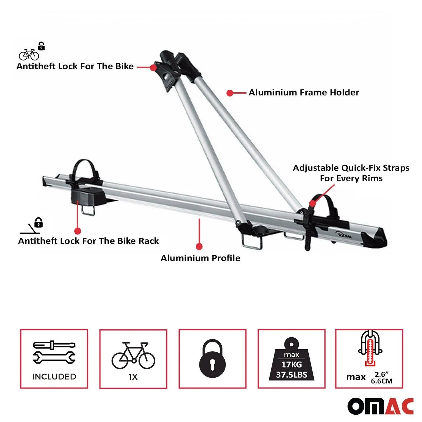 2009-2013 Subaru Forester III Bike Rack Carrier Roof Racks Set Silver 3Pcs