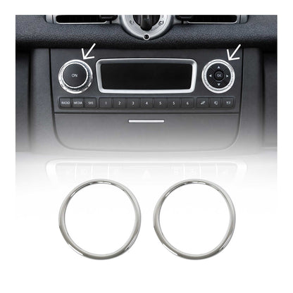 2007-2015 Smart ForTwo Radio Button Switch Seal Washer Trim Stainless Steel 2 Pcs