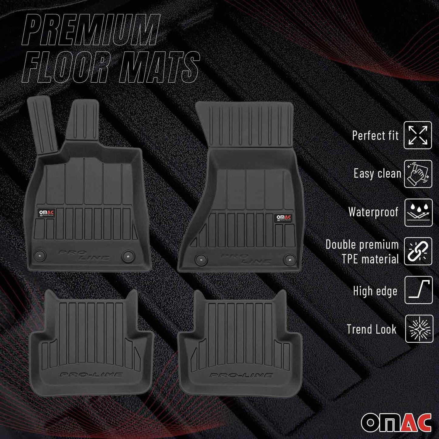 2010-2016 Audi A4 B8 Sedan Wagon Allroad Premium Floor Mats Liners Full Set All Weather Heavy Duty