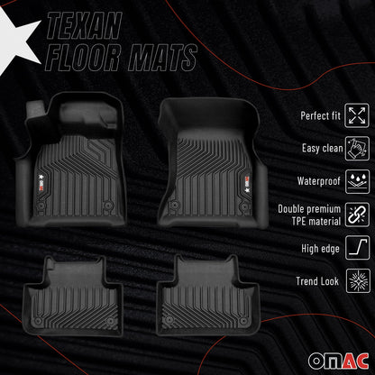 2018-2025 Audi Q5 SQ5 2.gen Premium Floor Mats Liners First and Second Row Set Black