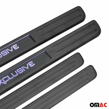 2018-2024 VW Tiguan Door Sill Scuff Plate Illuminated Brushed Stainless Steel Dark 4x
