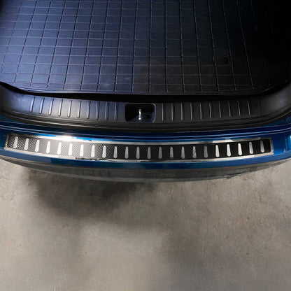 2019-2021 Hyundai Tucson Rear Bumper Guard Carbon Foiled & Stainless Steel Silver