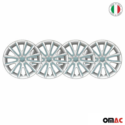Bicolo Hub Caps Wheel Cover 14" Gray & Hell Blue Full Set 4 pcs.