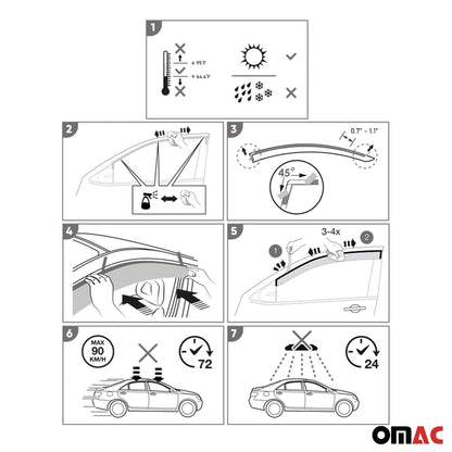 2012-2015 Honda Pilot Window Visor Vent Rain Deflector 4Pcs Smoke