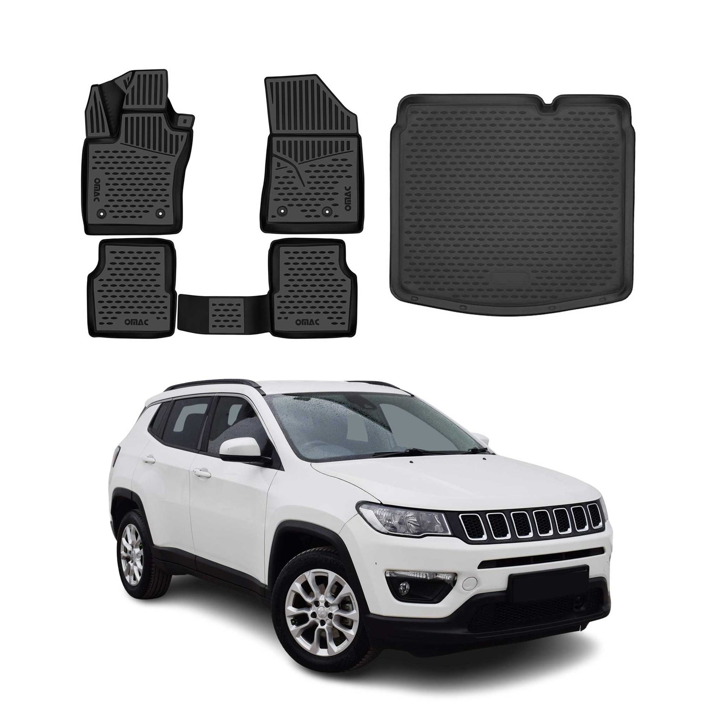 2017-2026 Jeep Compass Floor Mats & Cargo Liner Full Set All Weather Black