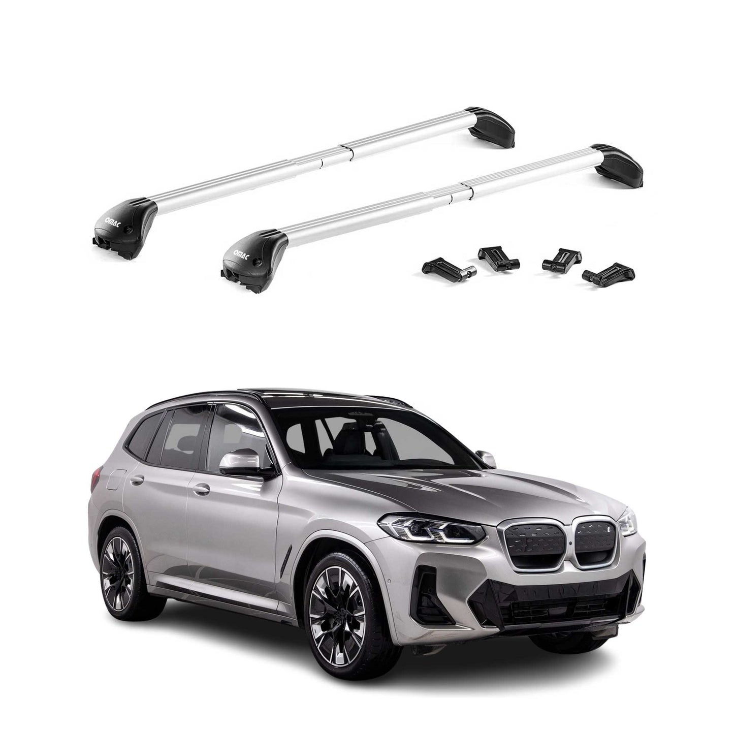 2021-2026 BMW iX3 G08 Roof Rack Cross Bars Carrier Silver