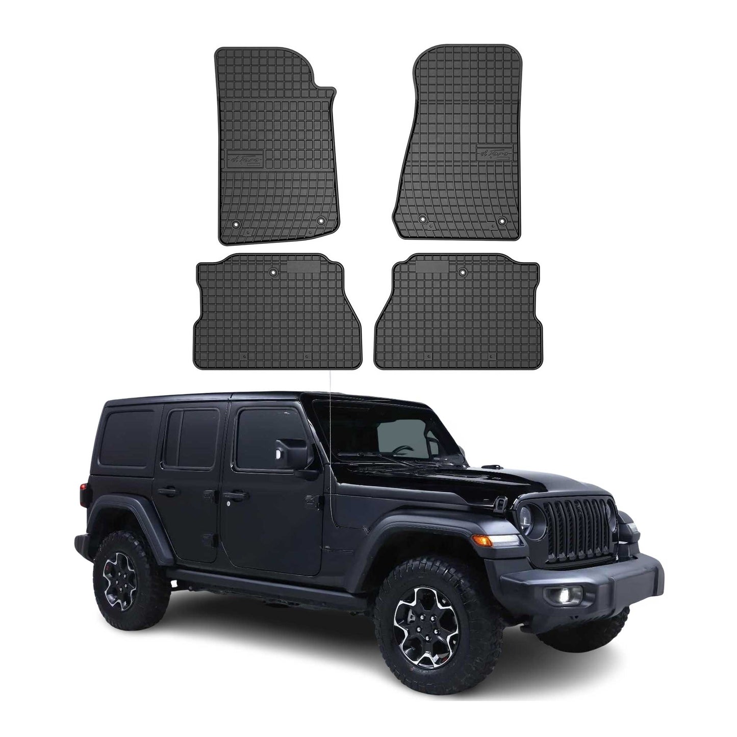 2018-2026 Jeep Wrangler Floor Mats Liners Full Set All Weather Rubber