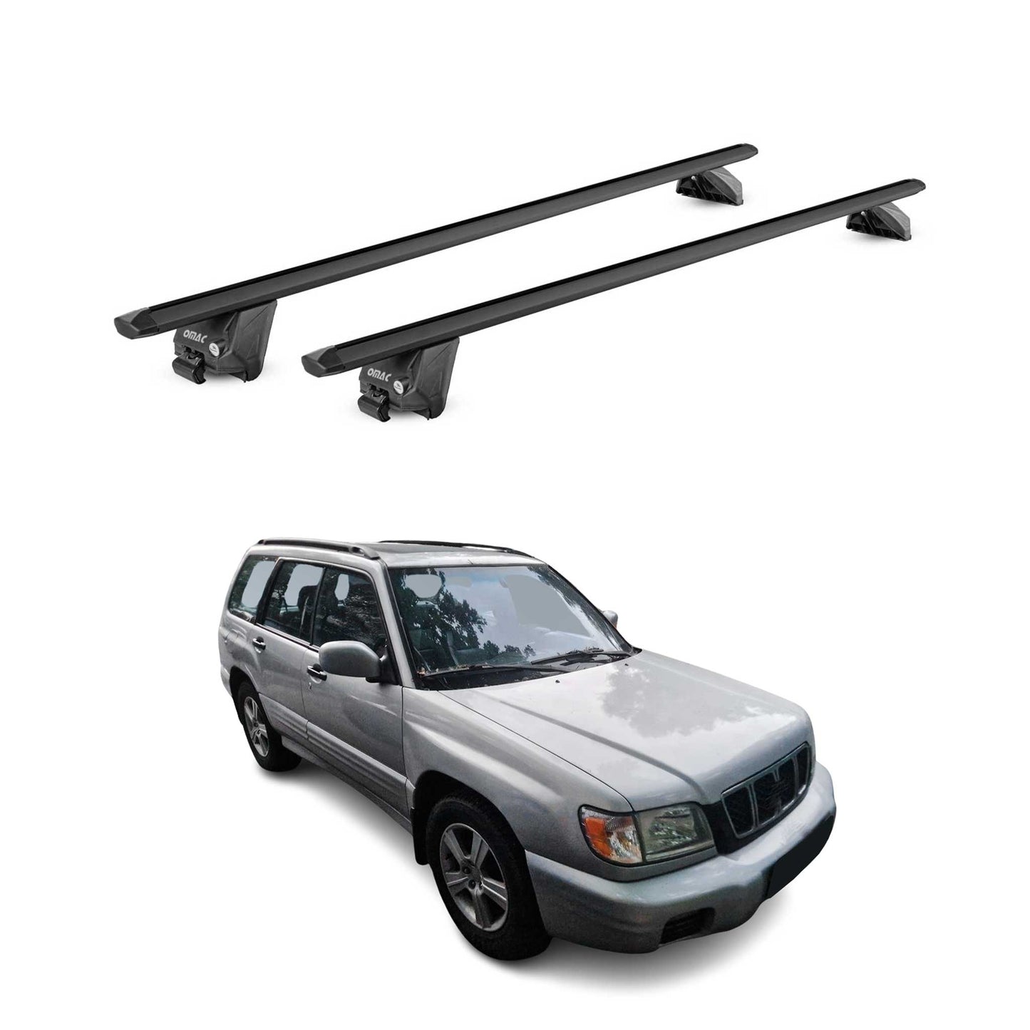 1998-2002 Subaru Forester Roof Rack Cross Bars Black