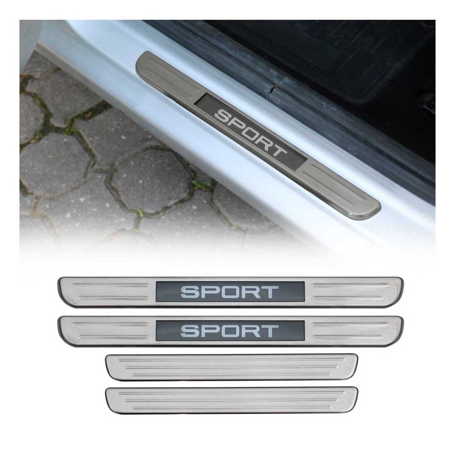 Cadillac Door Sill Scuff Plate Illuminated Stainless Steel Silver 4 Pcs