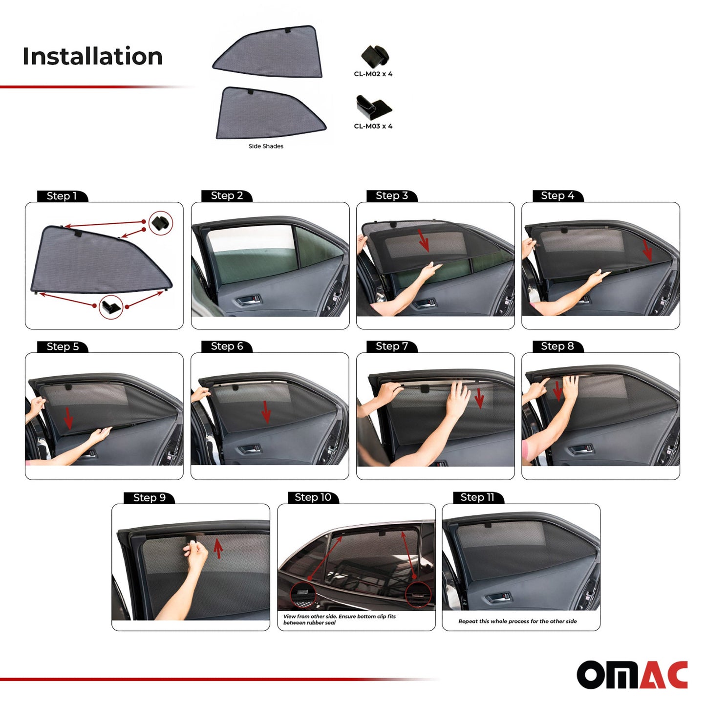 2019-2026 Toyota Corolla Hatchback Side Rear Window Curtain Mesh Black 2Pcs