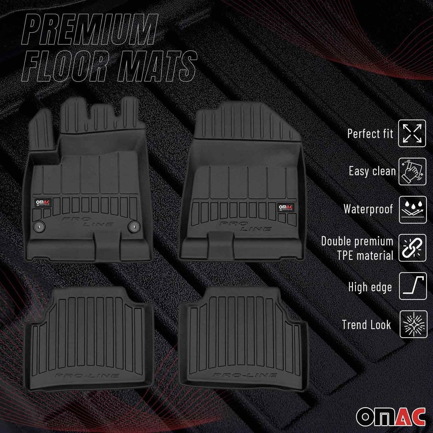 2019-2022 Kia Niro EV 1.gen Premium Floor Mats Liners Full Set All Weather Heavy Duty