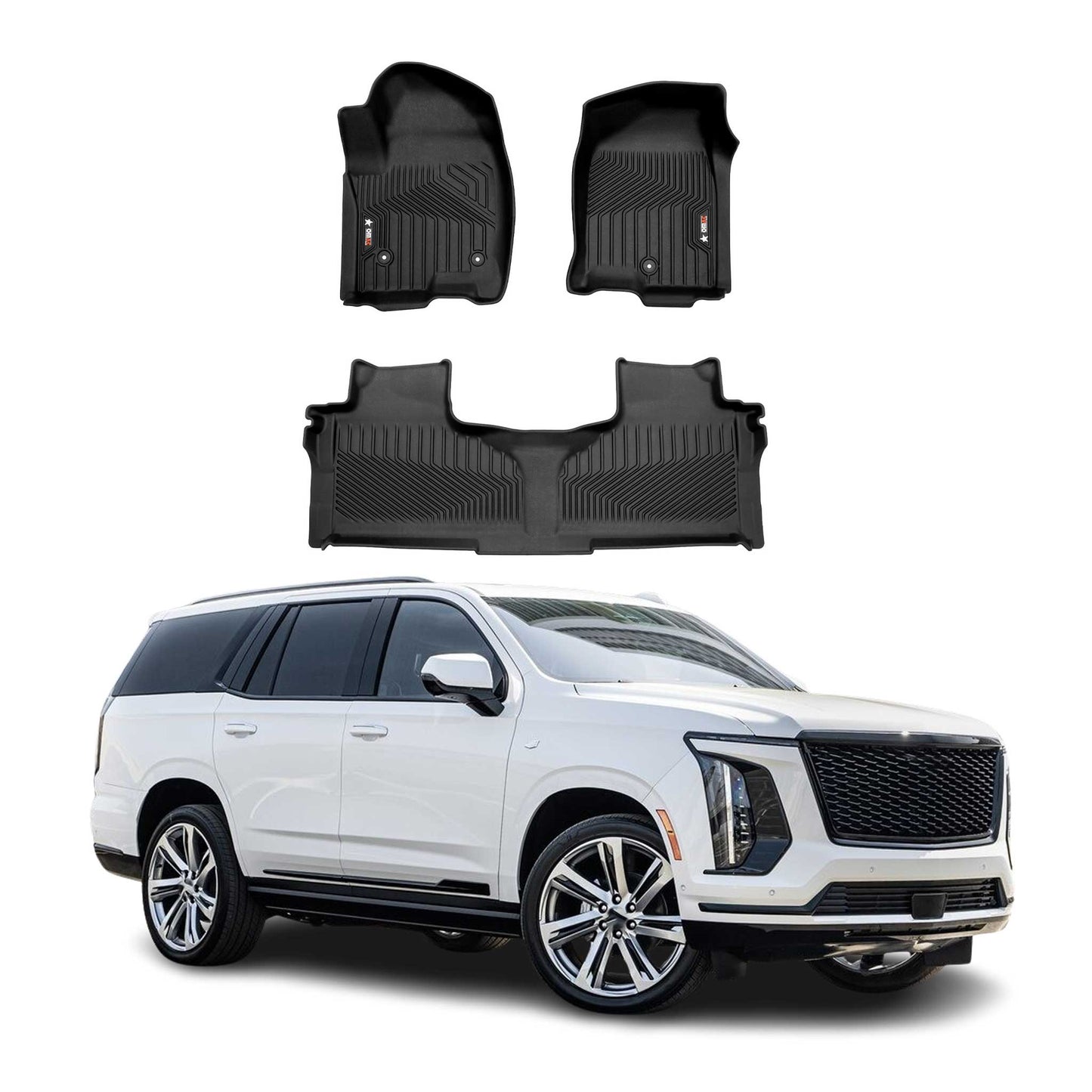 2021-2026 Cadillac Escalade Premium Floor Mats Liners First and Second Row Set Black