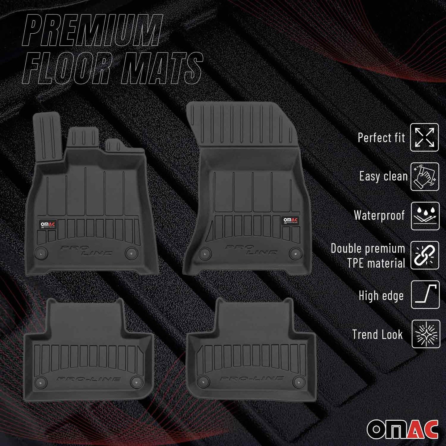 2018-2025 Audi Q5 / SQ5 2.gen Premium Floor Mats Liners Full Set All Weather Heavy Duty