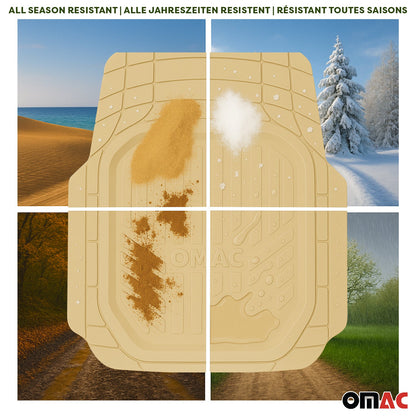 BMW Heavy Duty Trim to fit Floor Mats Liner Tan All Weather 4Pcs