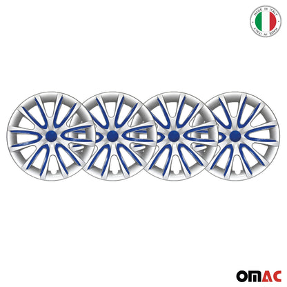 Bicolo Hub Caps Wheel Cover 15" Gray & Dark Blue Full Set 4 pcs.