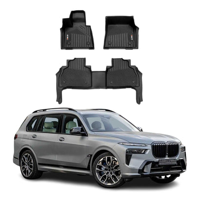 2019-2026 BMW X7 G07 Premium Floor Mats Liners 7 Seats First and Second Row Set Black