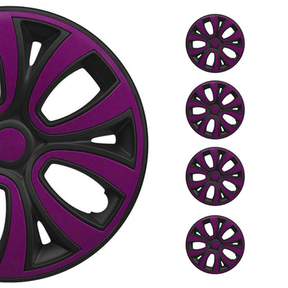 ColorFlex Hub Caps Wheel Cover 14" Black Matt & Violet Full Set 4 pcs.