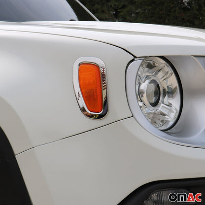 2015-2024 Jeep Renegade Side Indicator Signal Trim Cover Silver Steel 2 Pcs