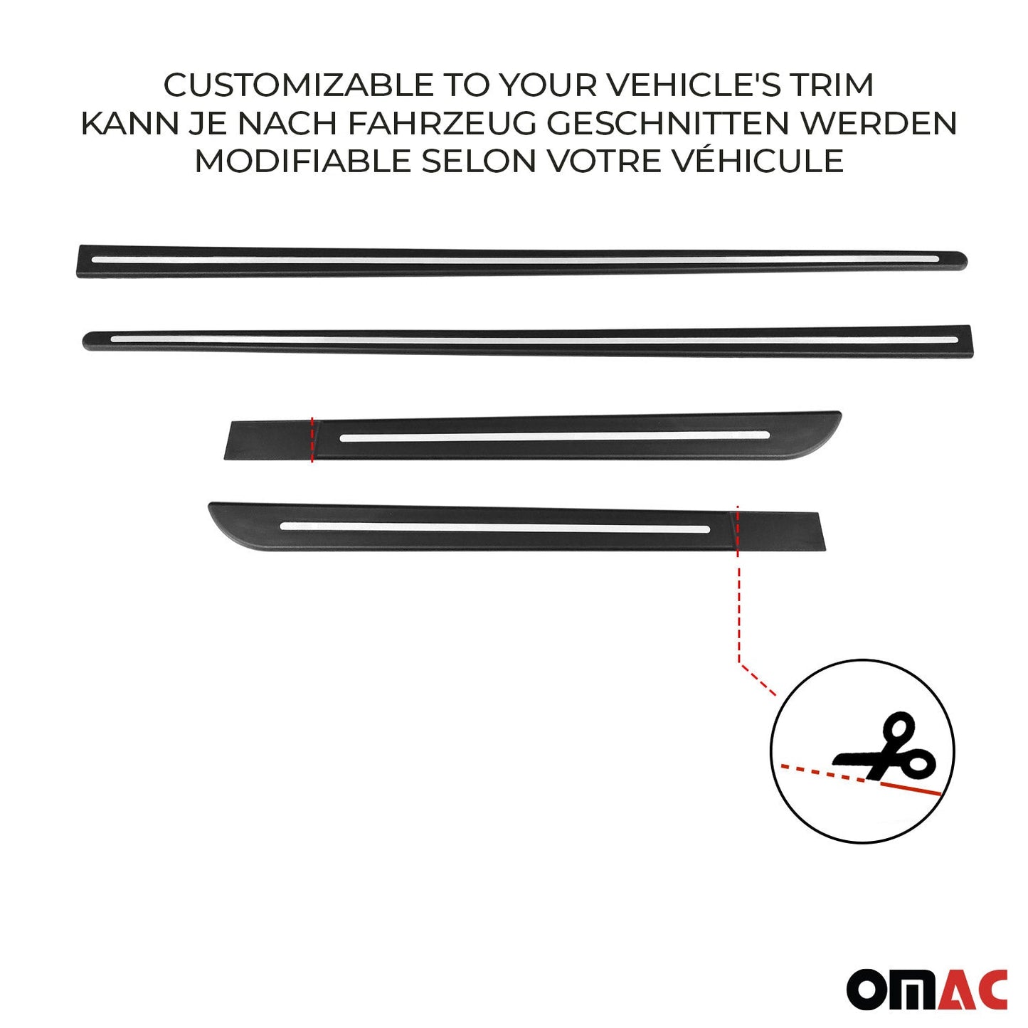 Nissan Side Door Molding Trim Skirt Garnish Stainless Steel Silver 4 Pcs