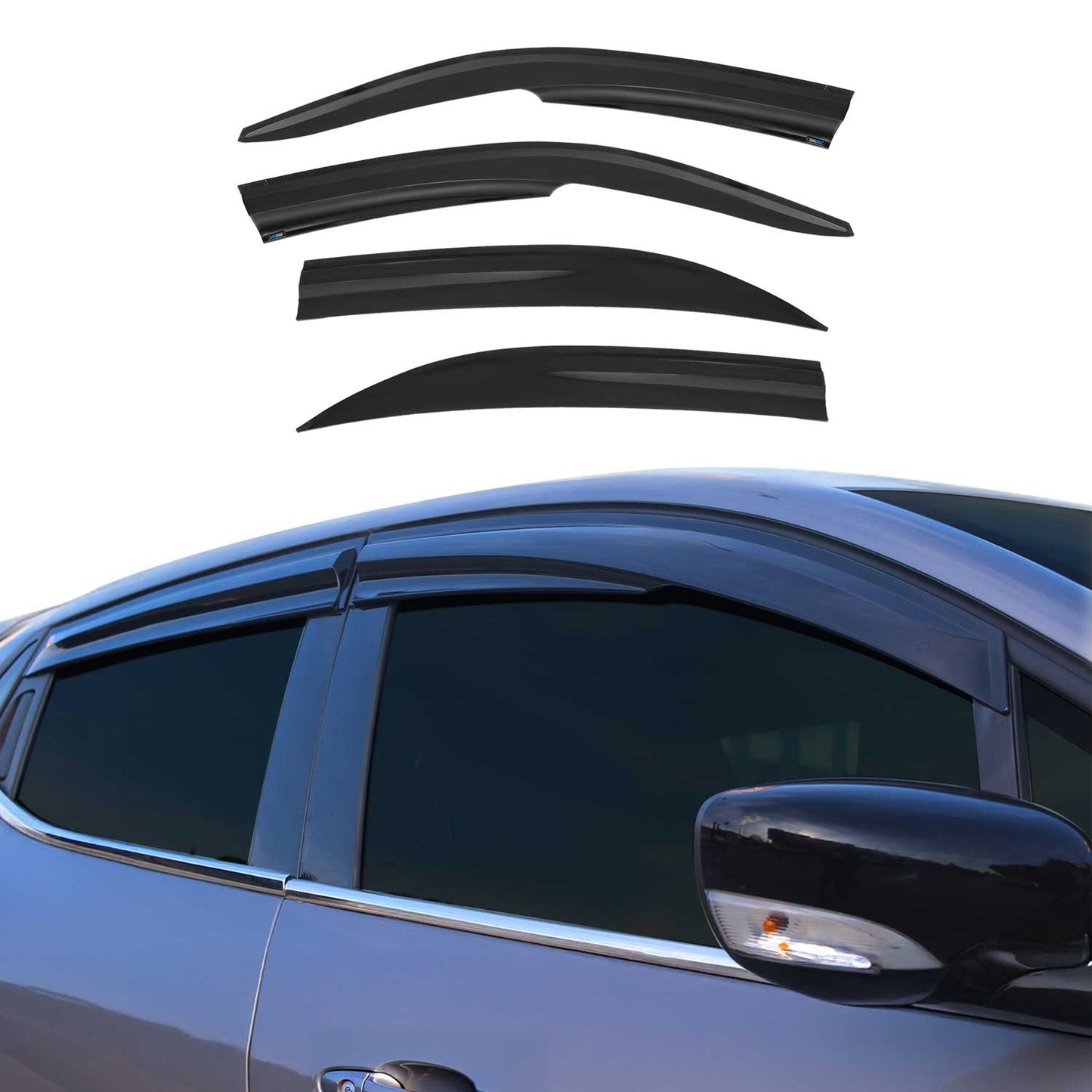 2001-2005 Honda Civic Sedan Window Visor Vent Rain Deflector 4Pcs Smoke