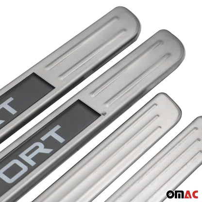 Nissan Door Sill Scuff Plate Illuminated Stainless Steel Silver 4 Pcs