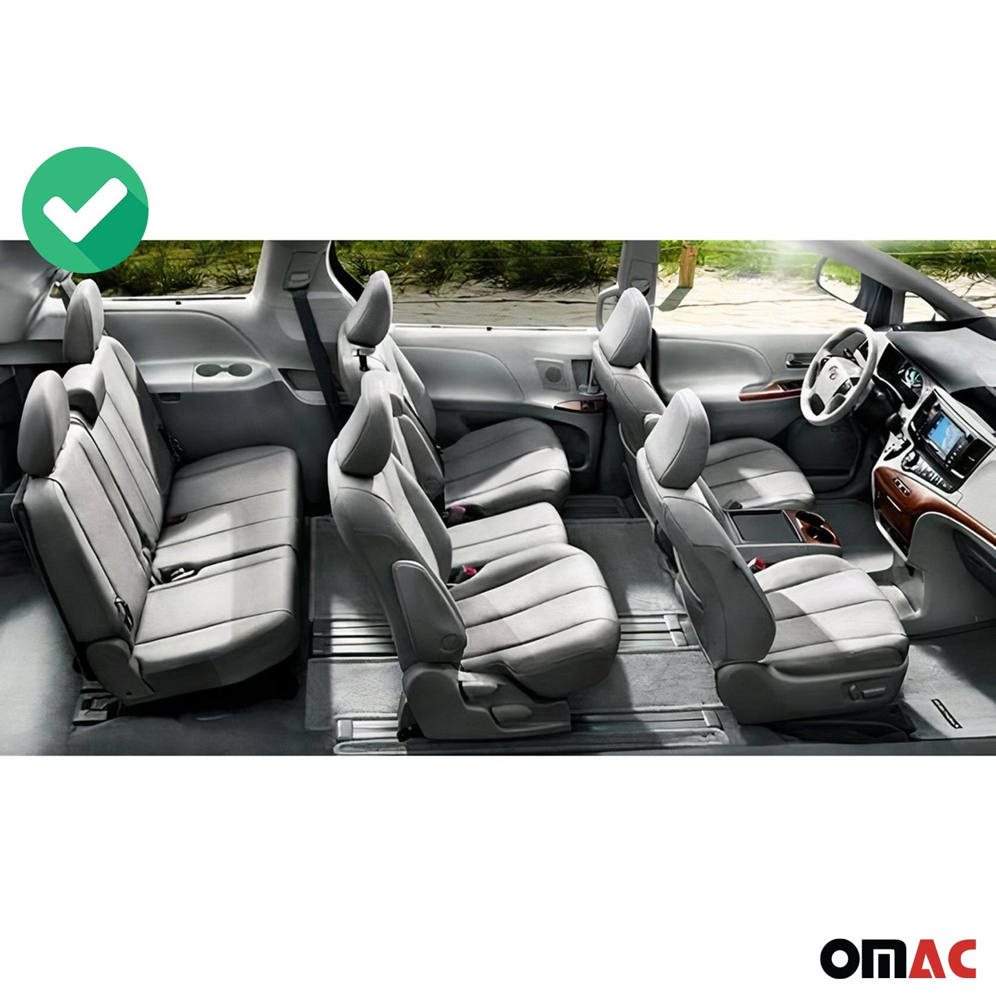 2011-2020 Toyota Sienna 3.gen 8 Seats Floor Mats & Cargo Liner Full Set All Weather 8 Seats Black 5 Pcs