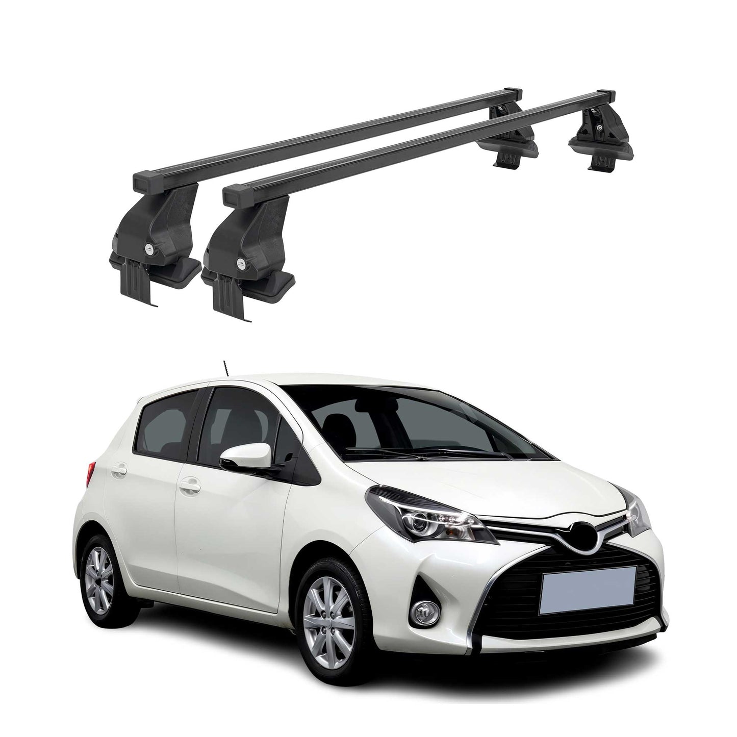 Smooth Roof Racks Cross Bars Carrier for Toyota Yaris XP130 2012-2018 Black 2x