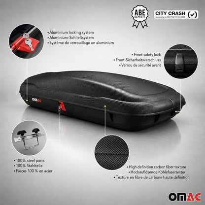 Roof Cargo Box 14.1 Cubic Feet Carbon Fiber Textured
