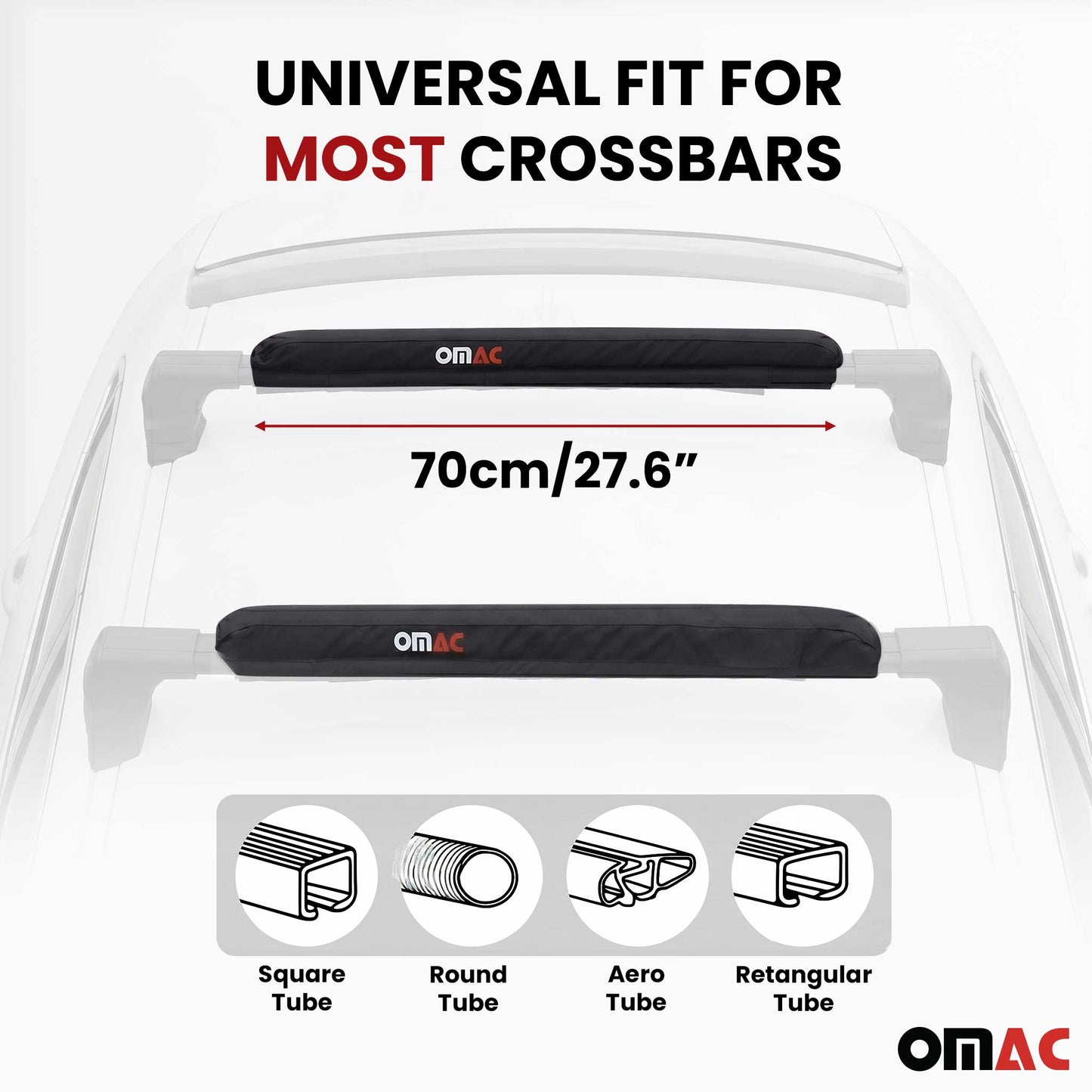 Saturn 28" Roof Rack Pads Surfboard Windsurf Crossbar Pads Black 2 Pcs