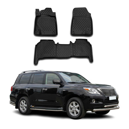 2008-2011 Lexus LX 570 1st and 2nd row Floor Mats Liners Full Set All Weather Black